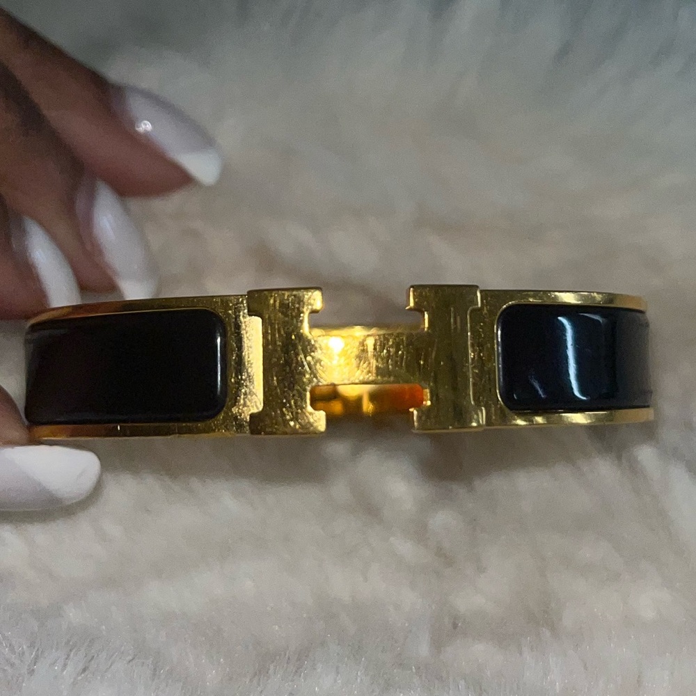 SOLD Hermès Black Enamel Gold Clic H PM Bracelet